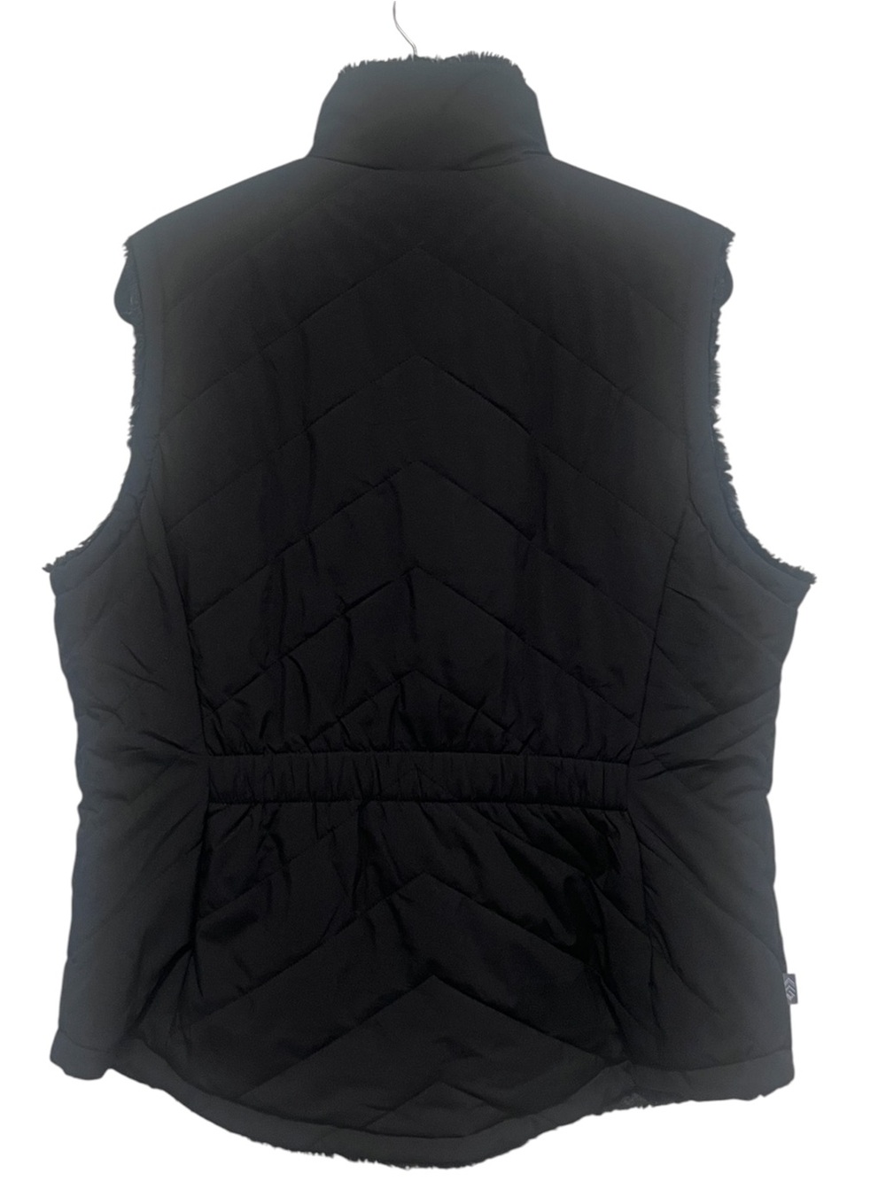 Free Country XL Reversible Faux Fur Quilted Vest Black Full Zip Pockets - Picture 3 of 11